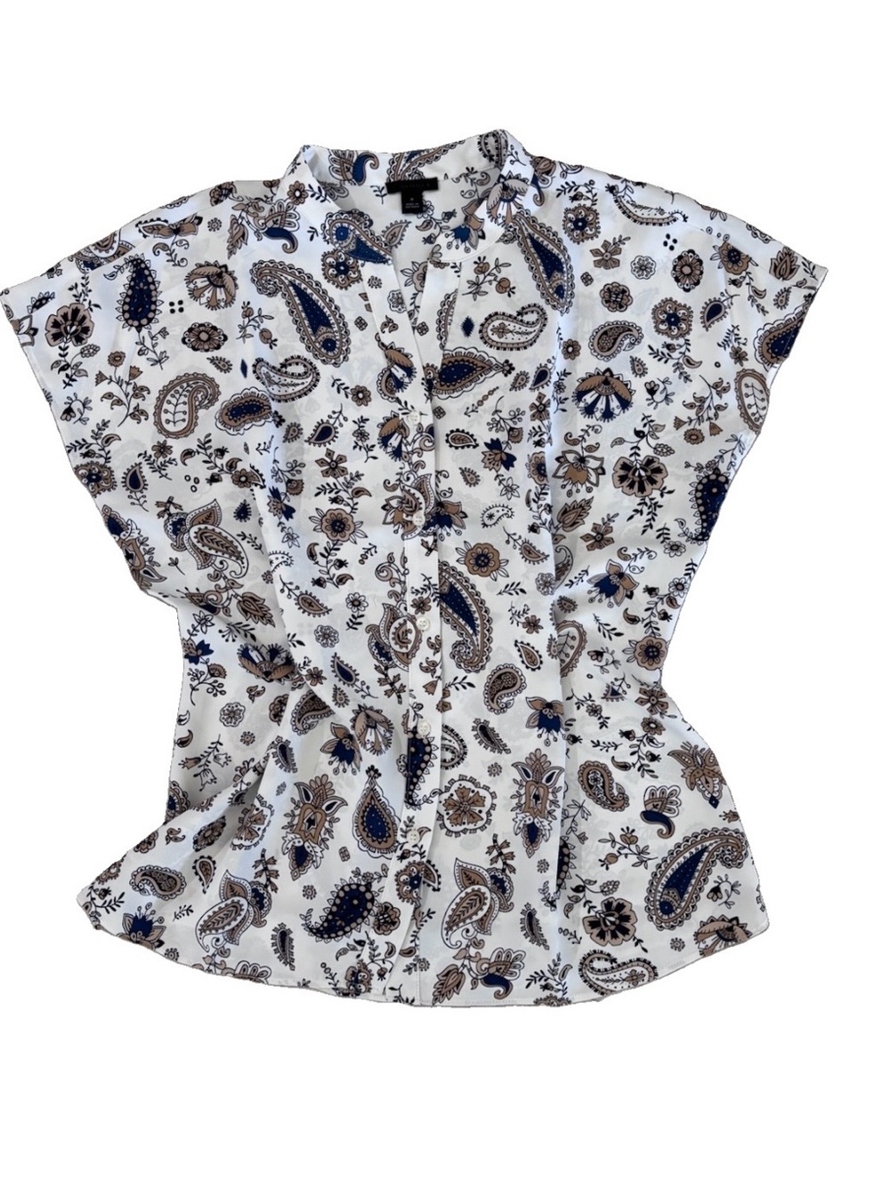 Ann Taylor Beautiful Cap Sleeve Paisley Blouse EUC Medium
